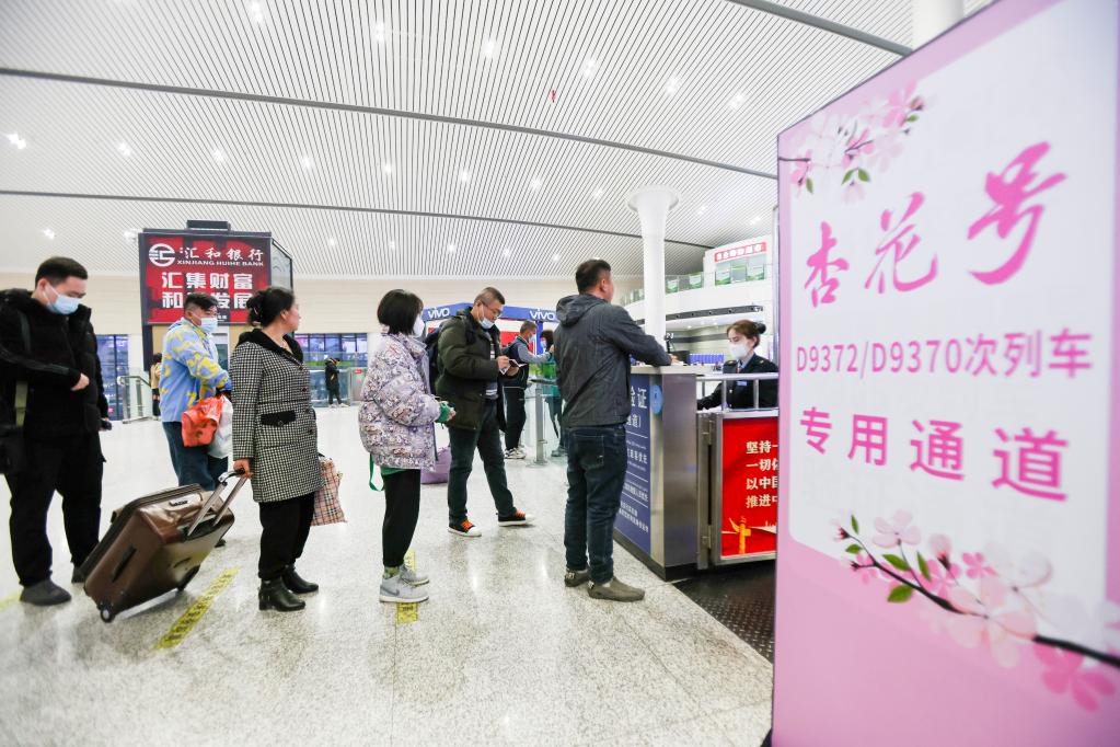 新疆鐵路開(kāi)通“杏花號”高鐵列車(chē)